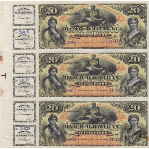 Chile 20 Pesos 1888 (3) Banco de Matte