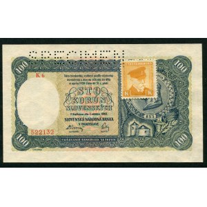 Czechoslovakia 100 Korun 1945 - Specimen