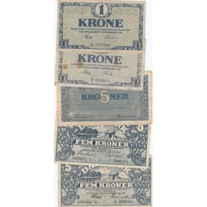 Denmark 1 & 5 Kroner 1918-55 (5)