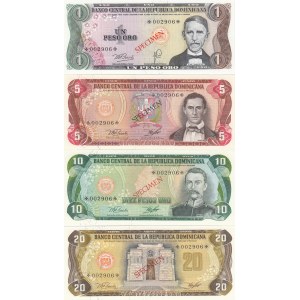Dominican 1-1000 Pesos 1978 (8) Collector Series specimens