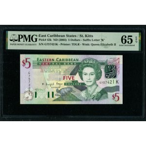 East Caribbean States 5 Dollars ND (2003) - PMG 65 EPQ Gem Uncirculated