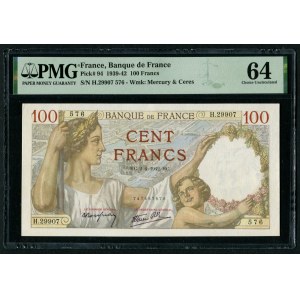 France 100 francs 1939-1942 - PMG 64 Choice Uncirculated