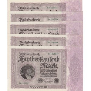 Germany 100 000 Mark 1923 (5) sequential #