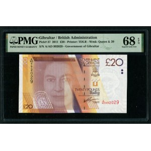 Gibraltar - British Administration 20 Pounds 2011 - PMG 68 EPQ Superb Gem Unc