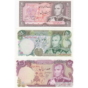 Iran 20.50,100 Rials 1974-79 (3)