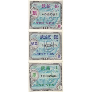 Japan 10, 50 Sen & 1 Yen 1945 (3)