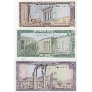 Lebanon 1,5,10 Livres 1974 (3)