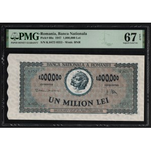 Romania 1000000 Lei 1947 - PMG 67 EPQ Superb Gem Unc