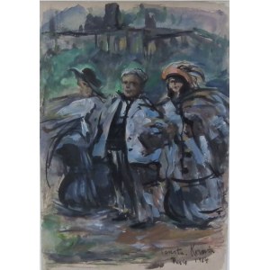 Konstantin A.Korovin(1861-1939),Portrait of Fyodor Shalapin with two women,1924