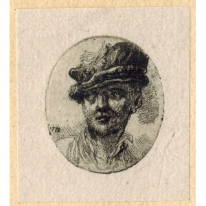 J.P.Norblin - Mužská hlava v barete s pierkom, 1778