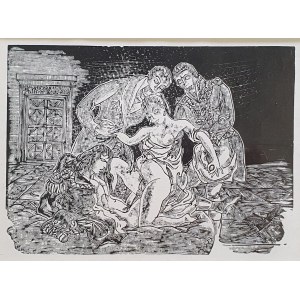 Berezowska Maja, Wiszniewski Kazimierz, Erotic, woodcut, 1955.