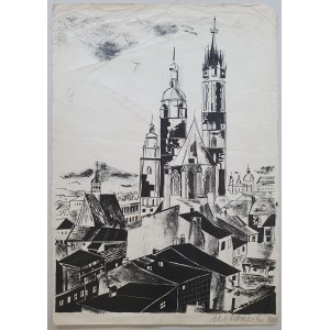 Brzeski Janusz Maria, St. Mary's Church in Cracow, lithograph, 1931