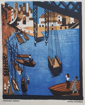 Konarska Janina, Port [Marsylia], drzeworyt barwny, 1930