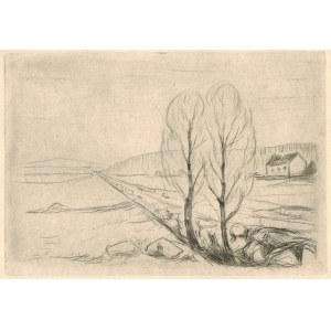 Munch Edvard, Landschaft awkaforta, Trockene Nadel, 1908