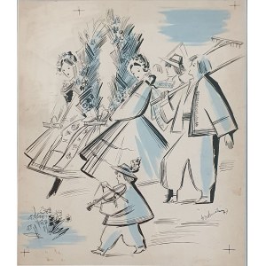 Chmielewski Witold, Slavnosti sklizně, akvarel/inkoust, 1947