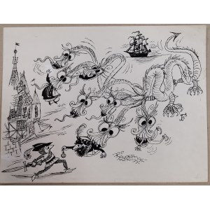 Flisak Jerzy, Hydra, ink drawing.