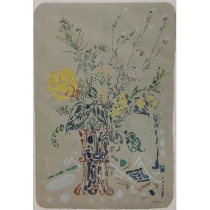 Kraupe - Świderska Janina, Martwa natura - wazon z kwiatami, akwarela