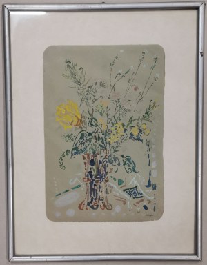 Kraupe - Świderska Janina, Martwa natura - wazon z kwiatami, akwarela