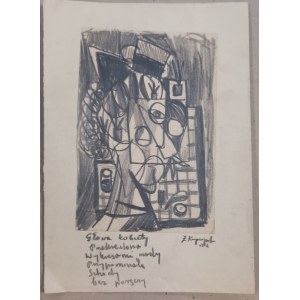 Kupczyński Zbigniew, Hlava ženy [abstraktný expresionizmus, 1956?], kresba