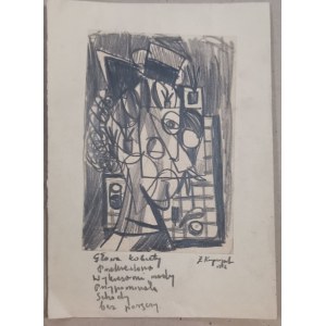 Kupczyński Zbigniew, Głowa Kobiety [abstrakcyjny ekspresjonizm, 1956?], rysunek