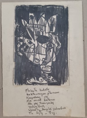 Kupczyński Zbigniew, Płakała kobieta [abstrakcyjny ekspresjonizm], rysunek