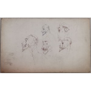 Malczewski Jacek, szkice autoportretowe, tusz, ołówek [1 arkusz]