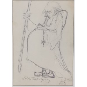 Sichulski Kazimierz, Ludwik Solski jako Ivan Hrozný, [asi 1910], kresba tužkou