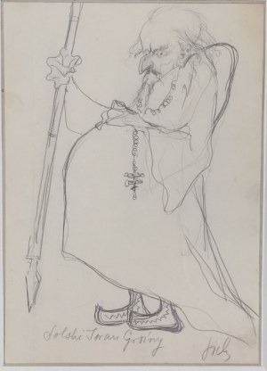 Sichulski Kazimierz, Ludwik Solski jako Iwan Groźny, [ok. 1910], rysunek ołówkiem