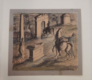 Uniechowski Antoni - Romantyczne Ruiny- rysunek tuszem, 1946