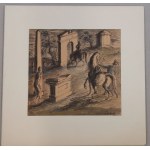 Uniechowski Antoni - Romantic Ruins - ink drawing, 1946
