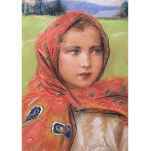 Stanislaw Górski (1887 Kościan - 1955 Kraków), Portrait of a young highland girl