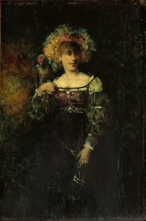 Henryk Piątkowski (1853-1932), Dziewczyna z papugą