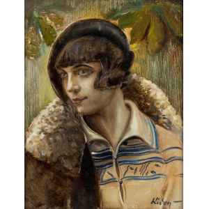 Józef Kidoń (1890 Rudzica - 1968 Varšava), Dívka v baretu, kolem roku 1930.