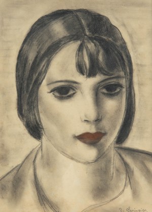 Zygmunt Szpinger (1901-1960 Poznań), Portret kobiecy w stylu artdeco
