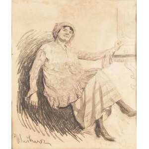 Tadeusz Waśkowski (1883-1966), In einem Sessel sitzend
