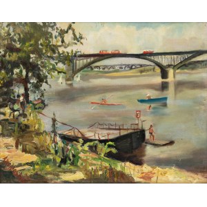 Anna Wojdalińska-Bergerowa (1899 - 1970 Lublin), Motive from the Vistula River (Barge on the Vistula), 1968.