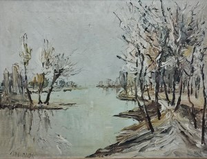 Maciej Ciok (ur. 1938), Pejzaż nad rzeką.