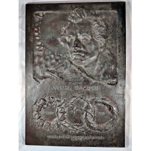 Zygmunt Otto (1874 - 1944), Juliusz Słowacki Commemorative Plaque Iron and Metal Foundry by Wladyslaw Ambroziewicz