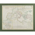 M. Rollin, wydawca: Robert de Vaugondy, rytował: Le Tellier, Mapa krajów Europy Południowej basenu Morza Śródziemnego