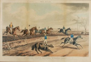 R.G. i A.V. REEVE według Georg Henry LAPORTE (1799-1873), Skok przez rów na wielkim wyścigu konnym w Liverpoolu, 1853