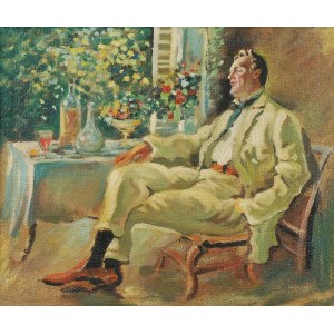 Malarz nieokreślony, XIX/XX w., Portret Fiodora Szalapina w ogrodzie