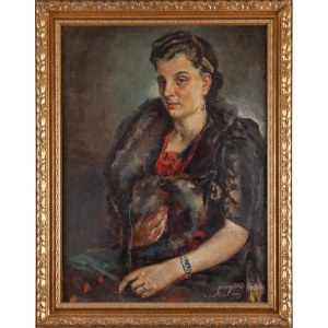 Ludwik KONARZEWSKI JUNIOR (1918 - 1989), Portrét ženy v kožešinovém etolu, 1943