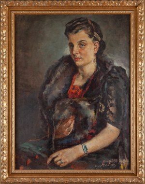 Ludwik KONARZEWSKI JUNIOR (1918 - 1989), Portret kobiety w futrzanej etoli, 1943