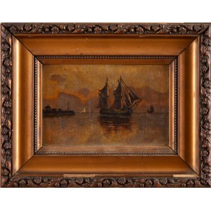 Malíř neurčen, s monogramem JP (19. století - 20. století), Loď na moři
