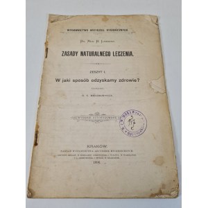 LAHMANN H. - PRINZIPIEN DER NATURHEILUNG Ausgabe 1896