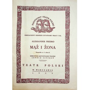 [PROGRAM TEATRALNY] MĄŻ I ŻONA, reż. Bohdan KORZENIEWSKI, 1949