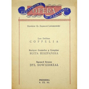 [PROGRAM Státní opera ve Varšavě] COPPELIA (Leo DELIBES), režie Leon WÓJCIKOWSKI, 1953