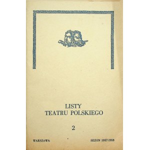 [PROGRAM TEATRALNY] LISTY TEATRU POLSKIEGO NR 2, SEZON 1957-1958