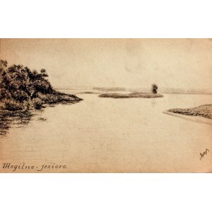 MOGILNO. Widok na Jezioro Mogileńskie, rys. ołówkiem autorstwa M. P ...