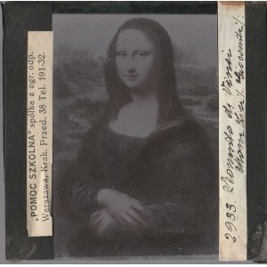 WARSZAWA. Szklany diapozytyw przedstawiający obraz Mona Lisa; z lewej ...